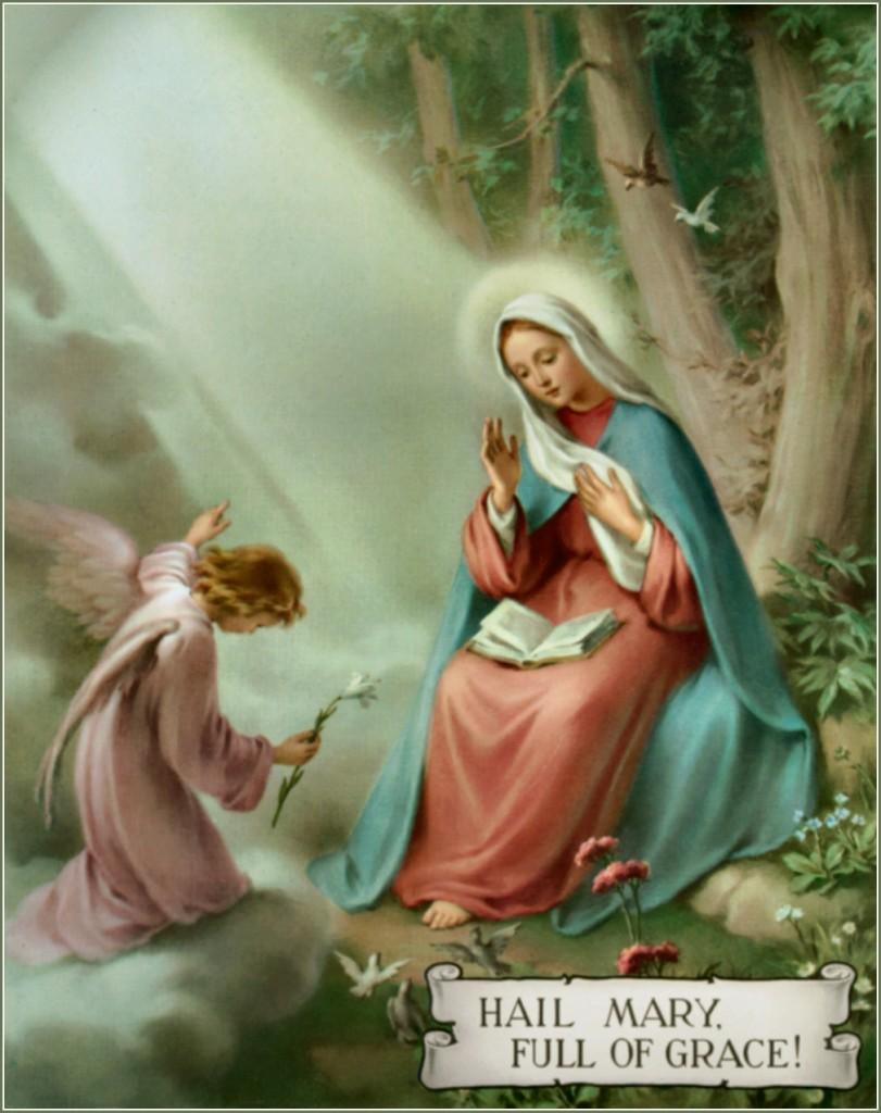 Hail Mary, full of Grace, the Lord is with thee.